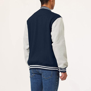 Veste d'université de baseball en laine de coton pour hommes, vêtements d'extérieur à la mode avec manches longues boutonnées sur le devant et poignets côtelés - Product Image 6