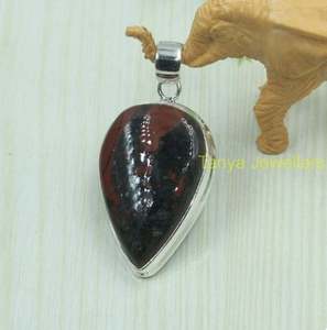 Colgante Grande de Piedra Sangre, Plata de Ley 925, Colgante Hecho a Mano, Collar de Piedras Preciosas, Regalo de Cumpleaños, Navidad, Joyería para Mujer - Product Image 3