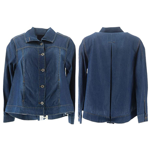 Chaquetas vaqueras de gran tamaño personalizables para mujer, Chaquetas vaqueras básicas con cuello abotonado de manga larga, chaqueta vaquera transpirable para mujer, OEM - Product Image 5