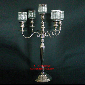 Elegant <b>Black</b> <b>Candelabra</b> With Hanging Crystal for Wedding Centerpieces Unique Design Handmade Candle Holder With Flower Bowl - Product Image 3