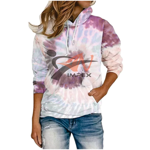 Sudadera con capucha de mujer con logotipo de impresión personalizado de alta calidad, Sudadera con capucha y cuello flexible de Material personalizado - Product Image 4