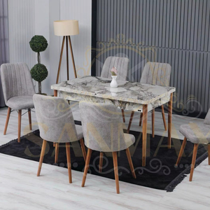 Ensemble de table ouvrable de cuisine italienne de luxe moderne longue conception carrée MDF en bois 4/6 places table à manger rectangulaire en bois naturel - Product Image 1