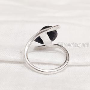 Joyería de piedra en bruto, anillo para mujer, zafiro azul crudo Natural, piedra preciosa, piedra de nacimiento de septiembre, anillo de banda cruzada, anillo de Plata de Ley 925 - Product Image 5