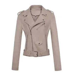 Veste en PU de haute qualité pour femmes, fabriquée en usine, pour l'automne et l'hiver, blouson, couleur unie, style cool, veste en cuir PU élégante pour femmes - Product Image 4