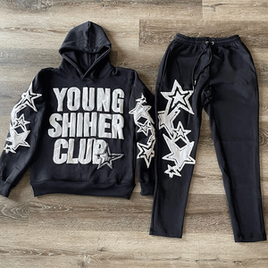 Survêtement pour homme, sweat-shirt et pantalon de survêtement ample et léger en coton 100% respirant, avec logo personnalisé imprimé - Product Image 5