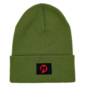 Bajo MOQ personalizado acrílico Beanie moda liso puños Toques para hombres propia marca parche verde invierno tejido sombrero al por mayor en blanco - Product Image 4