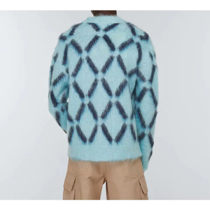 Suéter de Punto Jacquard Afelpado con Botones, Cárdigan de Manga Larga Extra Grande para Hombre, de Alta Calidad, con Logotipo Personalizado para Invierno, OEM/ODM - Product Image 4