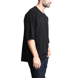 T-shirt unisexe surdimensionné à col rond avec logo personnalisé, coupe ajustée courte, en coton et bambou, lourd, écologique, été 2026 - Product Image 2