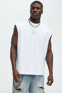Vente en gros Imprimé Street Trendy Rétro Sans Manches Distressed Washed Vest Hommes Acid Wash Débardeurs Sleeveless Solid T-Shirt - Product Image 3