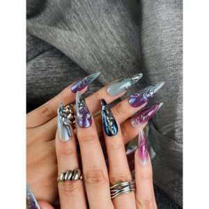 Uñas Postizas con Efecto Electrochapado Morado - Product Image 4