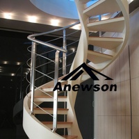 Style classique européen en bois Dimension circulaire intérieur extérieur Design préfabriqué escalier escalier Kit marches escalier en colimaçon