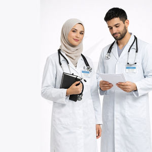 Bata de Laboratorio Médica Blanca Personalizada para Doctores, Enfermeras y Hospitales, Ropa de Trabajo Profesional de Polialgodón - Product Image 2