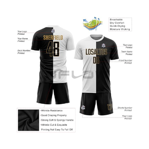 Maillot de football imprimé par transfert de chaleur 100% polyester personnalisé + ensemble de shorts maillots de football unisexes à séchage rapide toutes saisons - Product Image 3