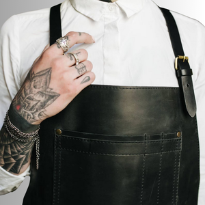 Tablier de travail en cuir véritable fait main de qualité supérieure, résistant, avec sangles réglables, poches à outils, logo personnalisable, couleur unisexe, adulte - Product Image 3