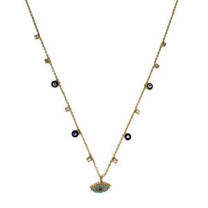 Collier en métal doré Evil Eye avec breloques suspendues Colliers multicouches à la mode - Product Image 1