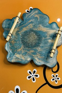 Bandeja de tocador y servicio de resina de forma personalizada con conchas integradas para exhibición de Joyas y organizador en Low Coast por AALIYAN IMPEX - Product Image 3