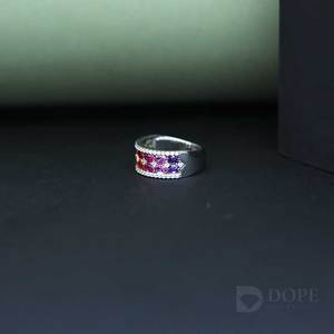 Anillo de Diamantes Unisex de Moda Chapado en Plata de Ley 925 de Acero Inoxidable de Alto Brillo, Brillante Moissanita para Regalo de Aniversario de Bodas - Product Image 3