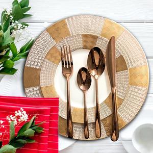 Ensemble de couverts en métal massif standard plaqué or poignée design multicolore vaisselle de table de luxe moderne pour fêtes - Product Image 5