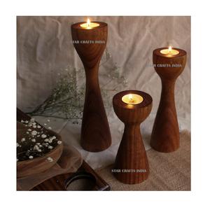 Portavelas de madera de acacia hecho a mano de lujo, venta al por mayor, portavelas de madera de alta calidad, portavelas de fiesta de Navidad - Product Image 3