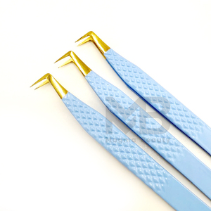 แหนบต่อขนตาสแตนเลสสตีลจากญี่ปุ่น90องศาจับเพชรปลายพลาสมาสีทองปรับแต่งได้ตามต้องการ - Product Image 2