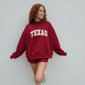 Pull en molleton de coton à col montant décontracté Delta Phi pour femmes, couleur unie, style streetwear, automne/hiver, logo personnalisé sur le devant - Product Image 2