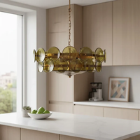 Simig Lighting Lustre vintage en verre de Murano ambré Hollis moderne