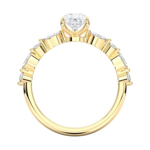 Bague de fiançailles sophistiquée en forme de poire, ronde et marquise de 1,36 ct avec diamant de laboratoire en or 14 carats, vente en gros OEM - Product Image 2