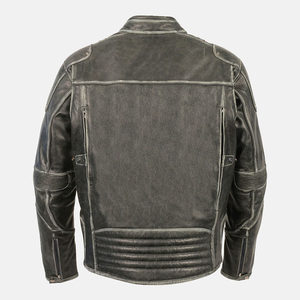 Vente en gros de veste de moto classique au design personnalisé toile cuir coupe-vent respirant pour hommes coupe ajustée - Product Image 6