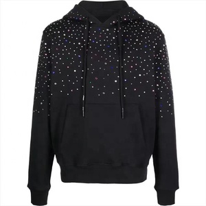 Sudaderas con Capucha Extra Grandes de Alta Calidad para Hombre, Estilo Urbano, con Pedrería, Cierre de Cremallera, Hombros Caídos, Sudaderas con Pedrería Termoadhesiva para Hombre - Product Image 1