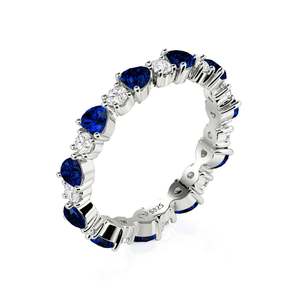 Bague d'éternité personnalisée Jeulia avec saphir taille ronde en forme de cœur - Bijoux fins romantiques - Product Image 1