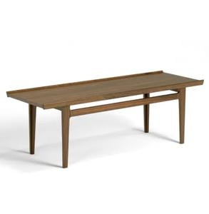Mesa de centro de teca de estilo contemporáneo de mediados de siglo con diseño de bordes lisos para interiores minimalistas elegantes - Product Image 2