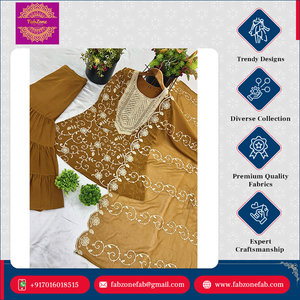 Léger Design moderne de luxe lourd Georgette manches longues vêtements de mariage indien Sharara Palazzo Dupatta ensemble pour les femmes - Product Image 6