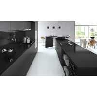 Comptoir moderne noir jais EU avec finition mate, résistant aux taches, en surface solide, épaisseur 15-30 mm, grande dalle pour usage hospitalier et hôtelier