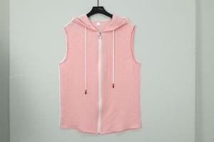 Ensemble de survêtements de sport et de plage OEM en jacquard, 100 % coton, écologique, d'été, à capuche, sans manches, couleur unie, avec short à cordon, pour homme - Product Image 4