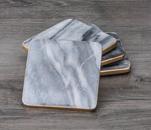 Square Free Stone <b>Coasters</b> With Gold Border Tea <b>Drink</b> <b>Coasters</b> For Home Office Restaurant Use - Product Image 6