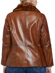 <span class=keywords><strong>New</strong></span> Chất Lượng Cao Brown Phụ Nữ Máy Bay Ném Bom Áo Khoác, Cộng Với Kích Thước Dây Kéo Da Áo Khoác Lông Thú Cổ Áo Phong Cách Áo Khoác Nữ Cao Cấp Áo Khoác - Product Image 4