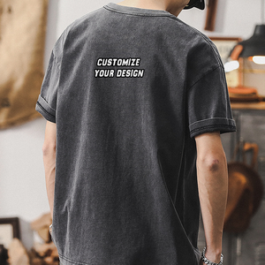 เสื้อยืดคอกลมผ้าฝ้าย100% สไตล์ฟอกสีกรดออกแบบได้เองพิมพ์ฉลากได้ - Product Image 3