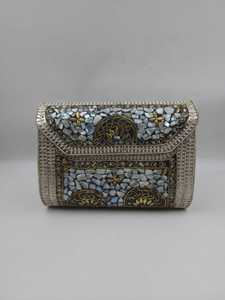 Bolsas tribales de metal de mosaico hechas a medida con MOP nácar y adornos de latón ideales para reventa en tiendas de moda - Product Image 2