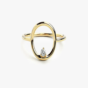 Bague de fiançailles classique en diamant de laboratoire sur mesure, vente en gros, cercle ouvert, CVD, faite à la main, or jaune 14 carats, bague empilable pour femmes - Product Image 1