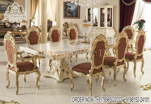 Ensemble de table à manger sculpté à la main de conception russe ensemble de table à manger de luxe 6 places sculpté français ensemble de table à manger turc chic - Product Image 2