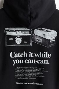 Sudadera con capucha estampada de corte holgado de alta calidad Jersey forrado mezcla de algodón negro manga larga canguro bolsillo lateral sudaderas para hombres - Product Image 4