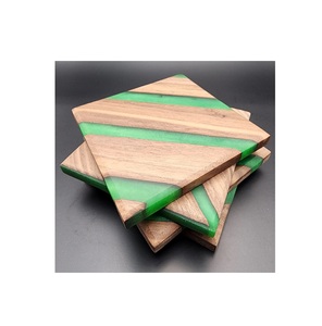 <b>Resin</b> and Wood square <b>Stone</b> Coasters for Drinks Durable & Dishwasher Safe Shape and at Best Price - Product Image 4
