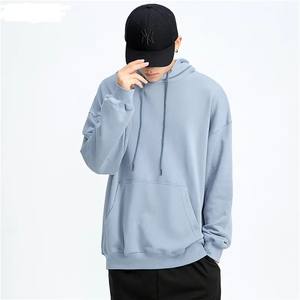 Vente en gros de pulls à capuche en polaire 100% coton, coupe normale, épaules tombantes, sweats à capuche d'hiver anti-rides respirants pour hommes, personnalisés - Product Image 2