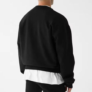 Boxy Fit <b>Men</b> <b>Quarter</b> <b>Zip</b> Up Sweatshirts Blank Oversized Vintage Washed <b>Fleece</b> Hoodie Ribbed Drop Shoulder Cropped Sweatshirts - Product Image 4