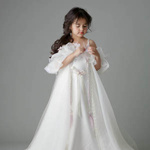 สาวบูติกมือเย็บปักถักร้อยประดับด้วยลูกปัดผีเสื้อปาร์ตี้T Ulleชุดสีขาวดอกไม้เจ้าหญิงบอลชุดเครื่องแต่งกายจัดงานแต่งงาน - Product Image 4