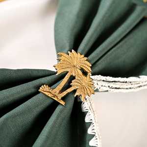 Juego de 6 Anillos para Servilletas de Lujo Vintage, Duraderos, de Latón Puro con Diseño de Hoja de Palmera, para Decoración de Mesa, Fiestas, Navidad, para Restaurantes, Ambar - Product Image 3