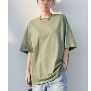 Camiseta de algodón de alta calidad para mujer, Impresión de logotipo personalizado, transpirable, Color sólido, cuello redondo, manga corta, exportación desde BD - Product Image 6