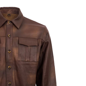 Chemises habillées pour hommes de haute qualité, couleur unie respirante, col montant en cuir, couleur et taille personnalisées, vente en gros - Product Image 3