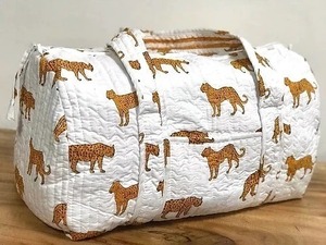 Sac de voyage de luxe en coton blanc indien matelassé avec motif de tigre et de forêt, grande capacité, durable, pour femmes, bagages de voyage - Product Image 2