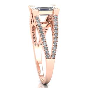 Bague de fiançailles REYES personnalisée en or rose 14 carats massif avec diamant taille émeraude de 1,3 carat, certifiée IGI, cadeau de mariage, bijoux fins - Product Image 3